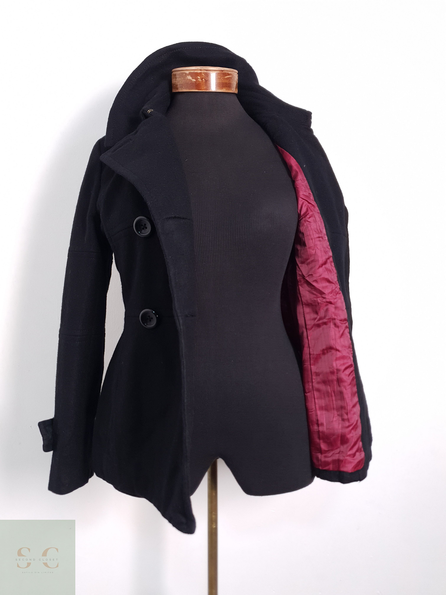 Abrigo Mujer At 100% lana Negro Talla S 5