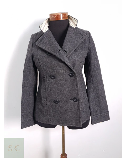 Abrigo cruzado Mujer Nice Claup lana Plomo japonés Talla XS