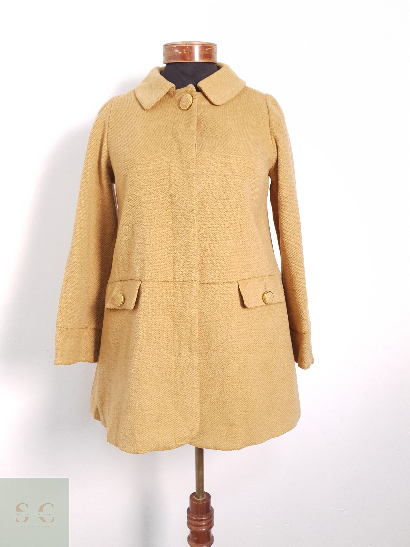 Abrigo Mujer Favori Mezcla de Lana Camel Talla XS 1