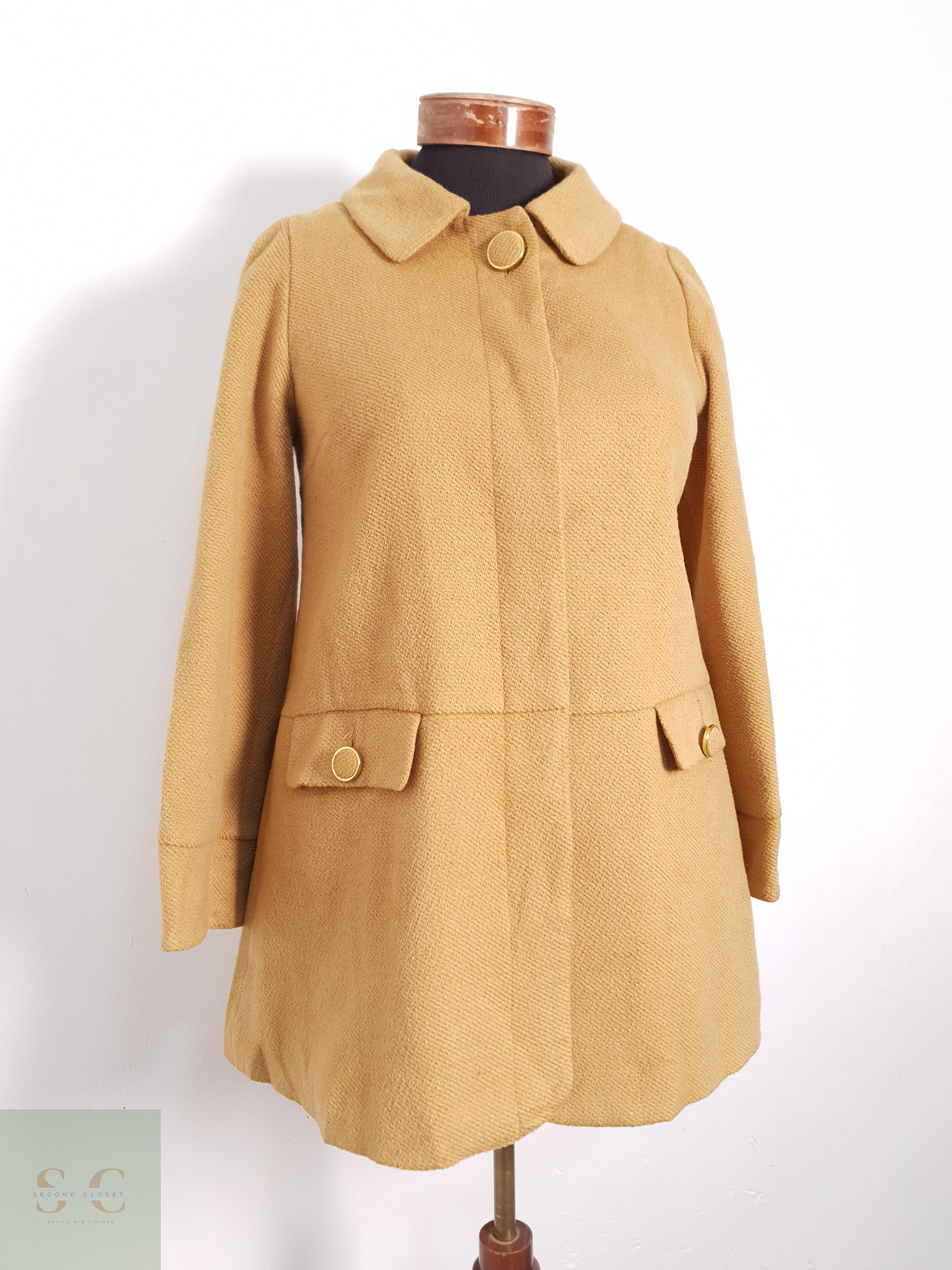 Abrigo Mujer Favori Mezcla de Lana Camel Talla XS 2