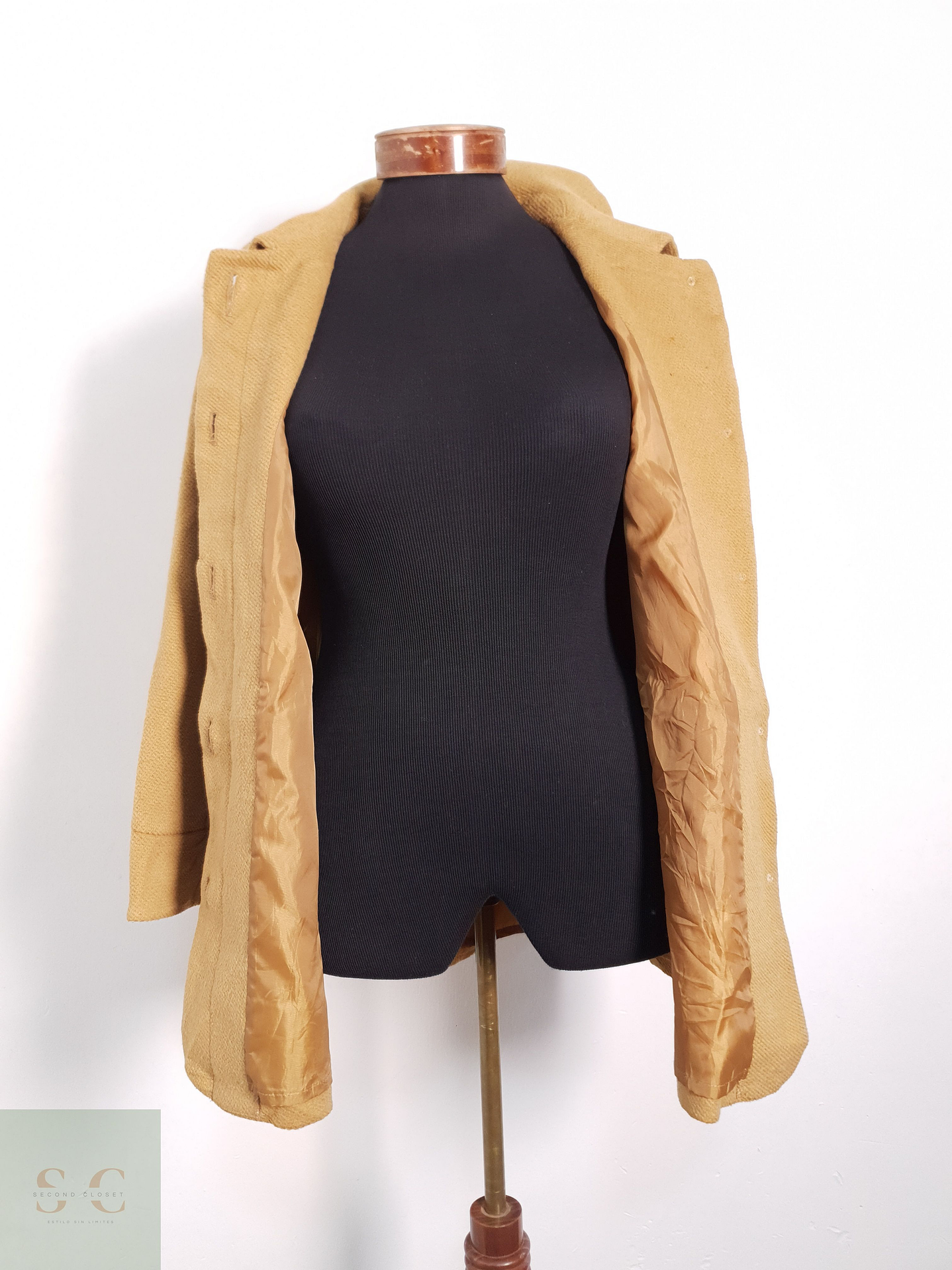 Abrigo Mujer Favori Mezcla de Lana Camel Talla XS 3