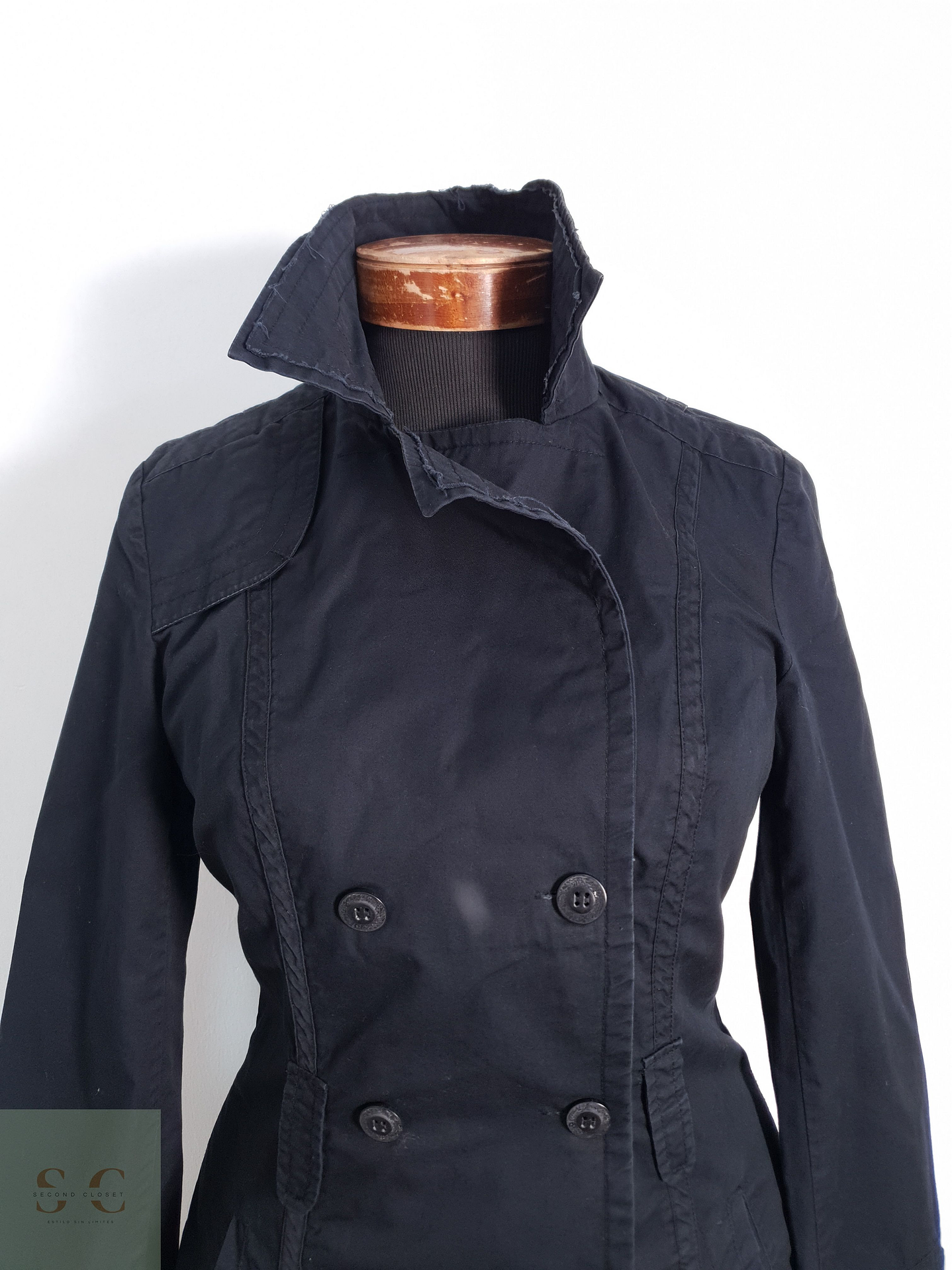 Trench Mujer Promod Negro Talla S 6