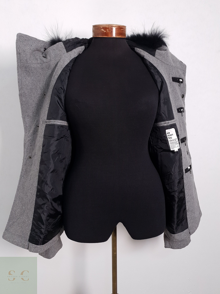 Abrigo Mujer Semantic Design 50% lana Gris Oscuro Talla L 2
