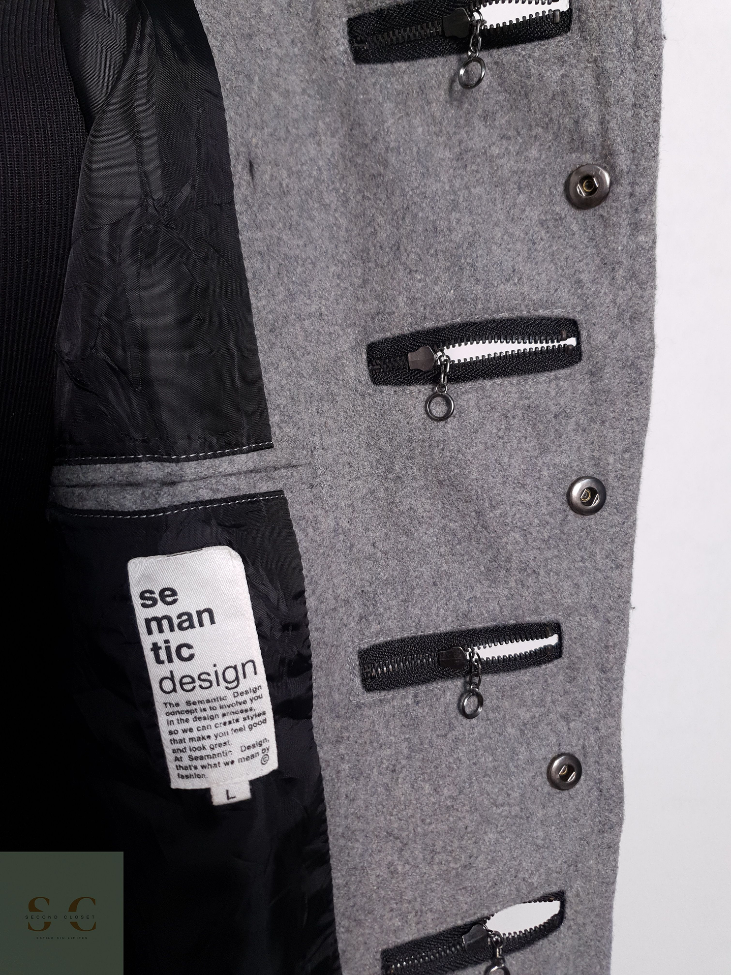 Abrigo Mujer Semantic Design 50% lana Gris Oscuro Talla L 8