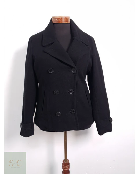 Abrigo cruzado Mujer Francés Freeman Porter lana Negro Talla M