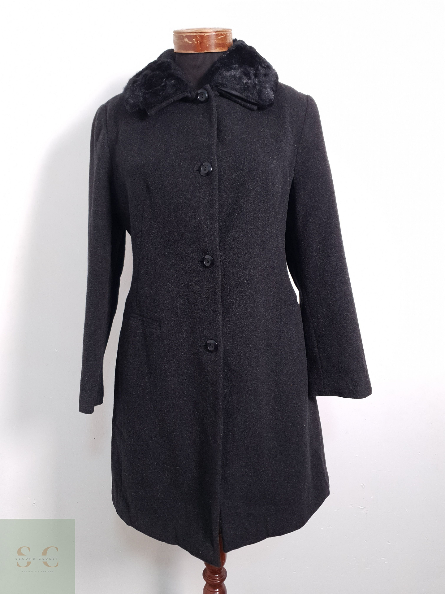 Abrigo Mujer Drape Coti lana Plomo Talla M 1