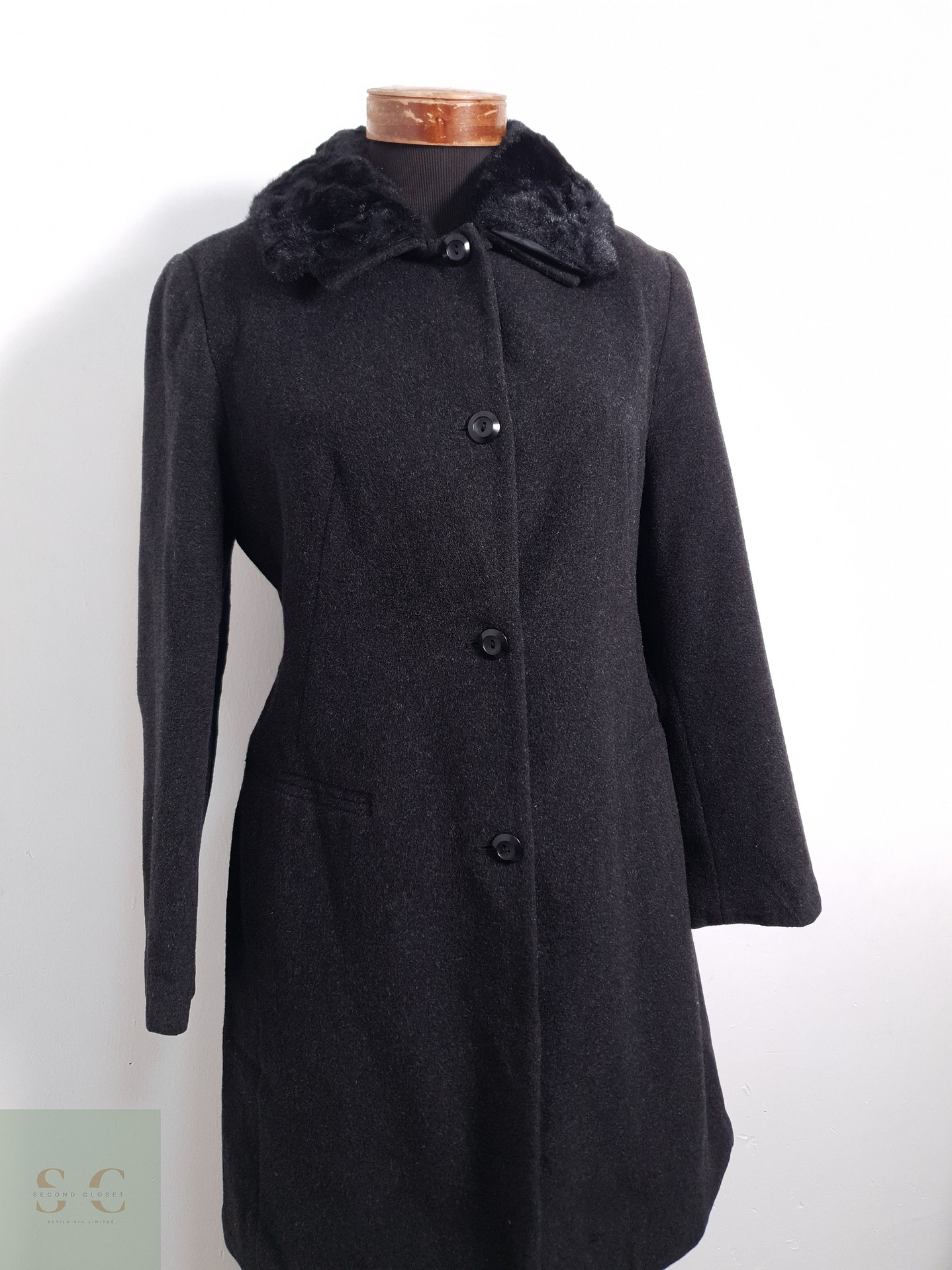 Abrigo Mujer Drape Coti lana Plomo Talla M 2