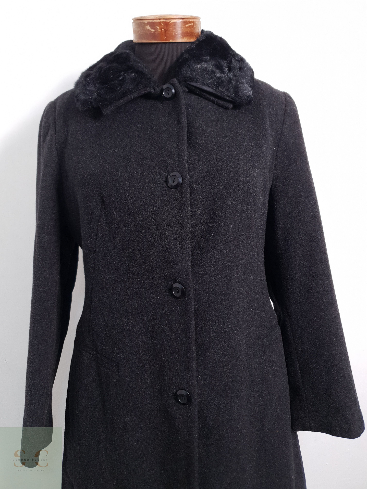 Abrigo Mujer Drape Coti lana Plomo Talla M 3