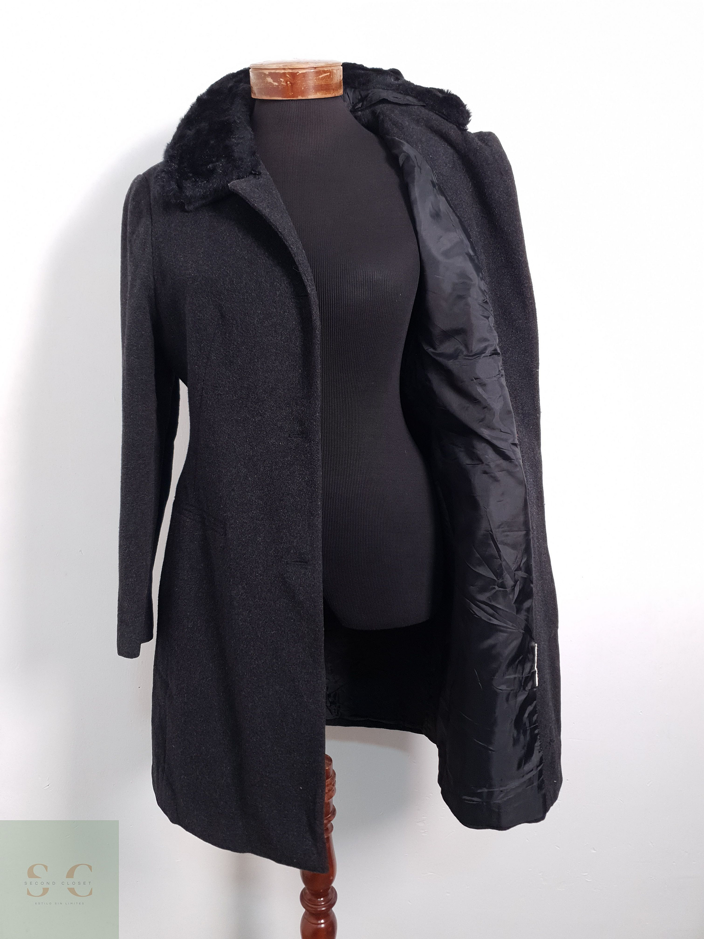 Abrigo Mujer Drape Coti lana Plomo Talla M 4