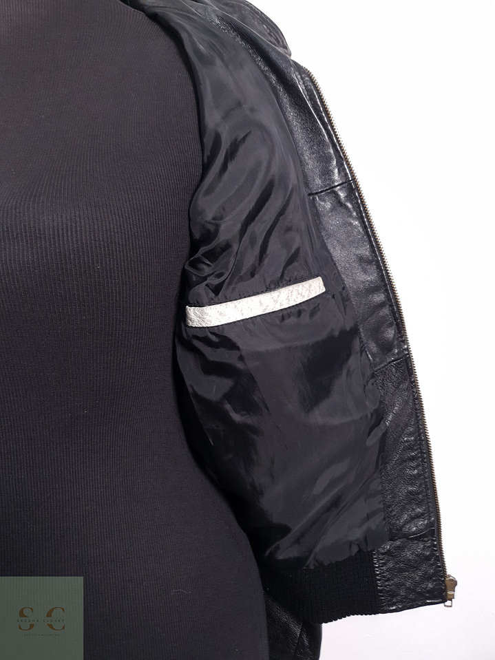 Chaqueta Mujer Vintage cuero Negro Talla S 6