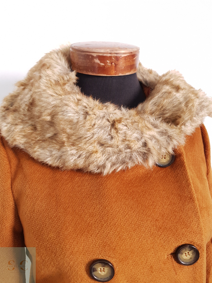 Abrigo Mujer Olive Camel Con Pelo Talla S 5