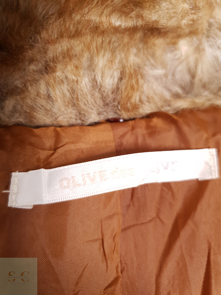 Abrigo Mujer Olive Camel Con Pelo Talla S 9