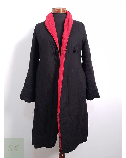 Abrigo largo Mujer Vintage Reversible rojo negro Talla S