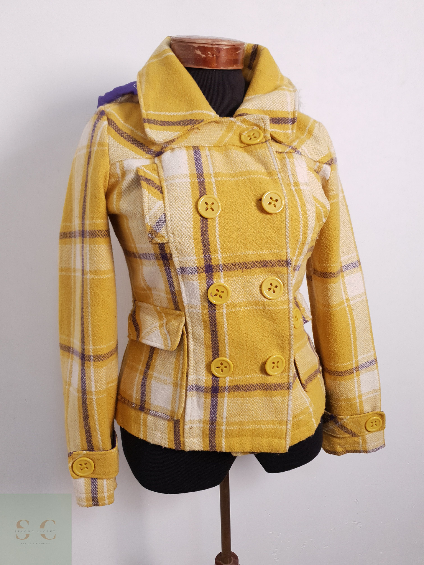 Abrigo Mujer Rue21 Mezcla de Lana Amarillo Talla S 3