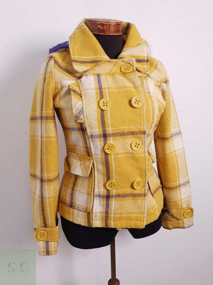 Abrigo Mujer Rue21 Mezcla de Lana Amarillo Talla S 3
