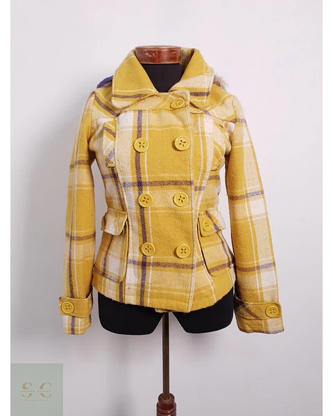 Abrigo cruzado Mujer Lana Amarillo Talla S