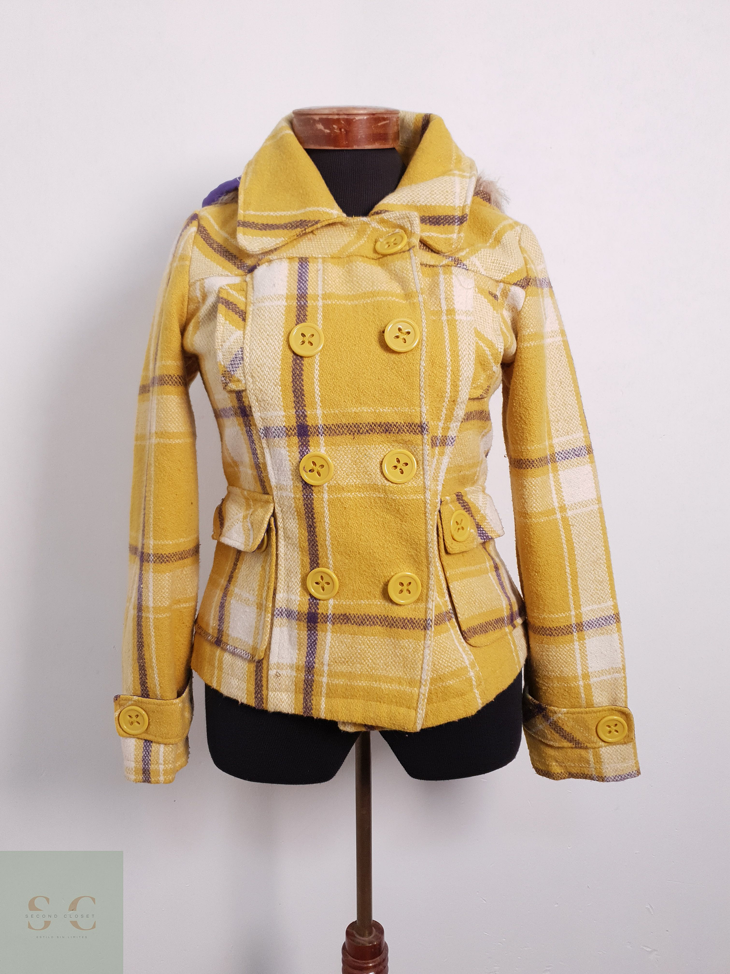 Abrigo Mujer Rue21 Mezcla de Lana Amarillo Talla S 1
