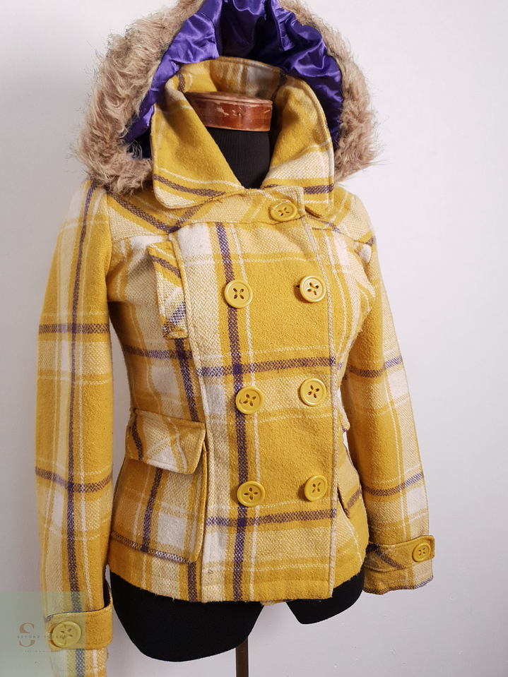 Abrigo Mujer Rue21 Mezcla de Lana Amarillo Talla S 8