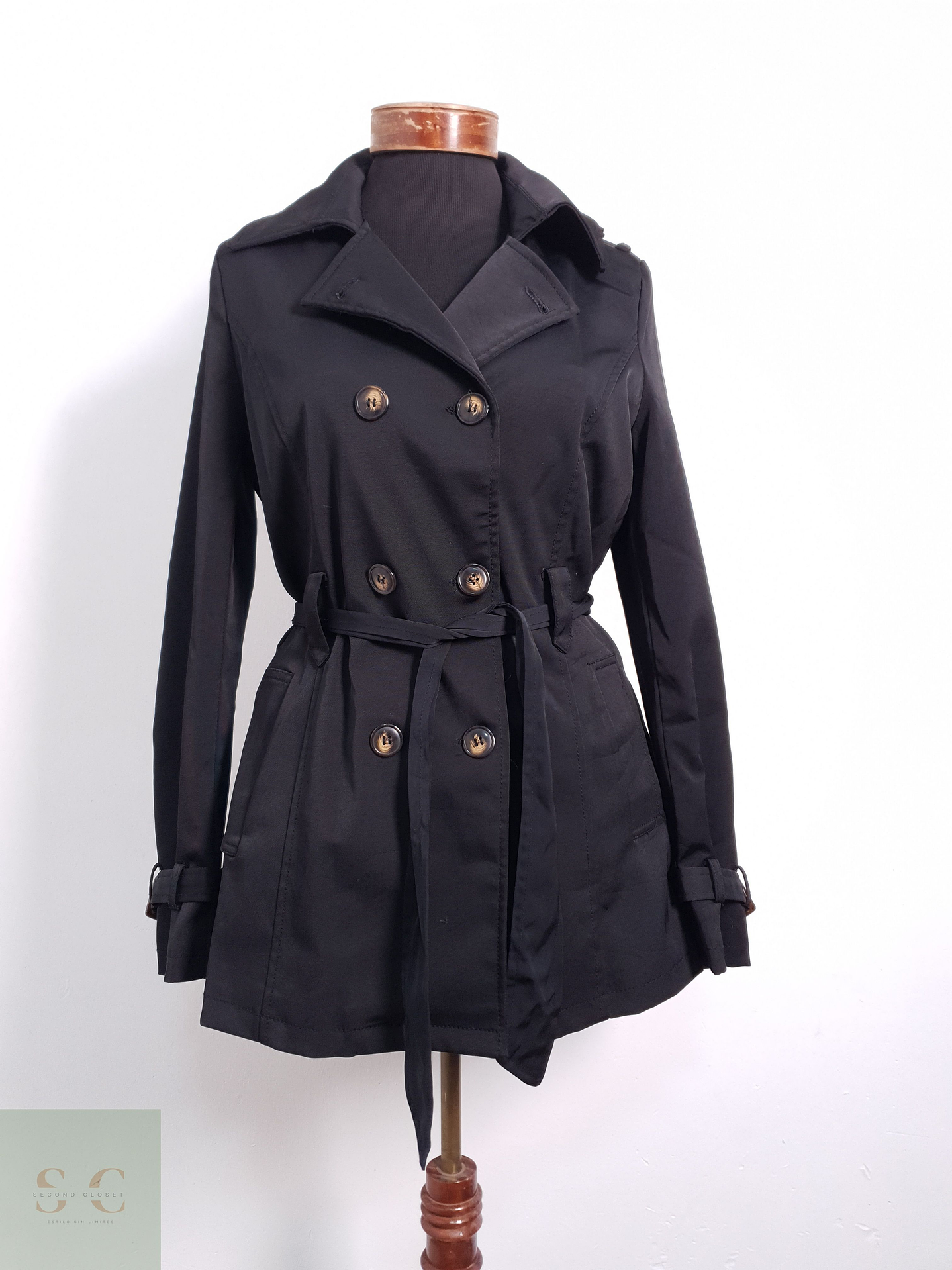 Trench Mujer Haily Negro Talla S 1