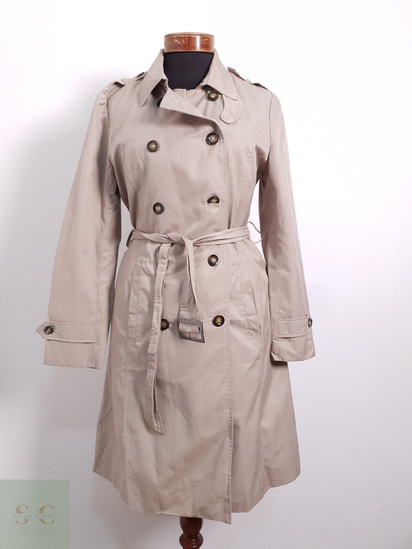 Trench Mujer She Beige Claro Talla M 1
