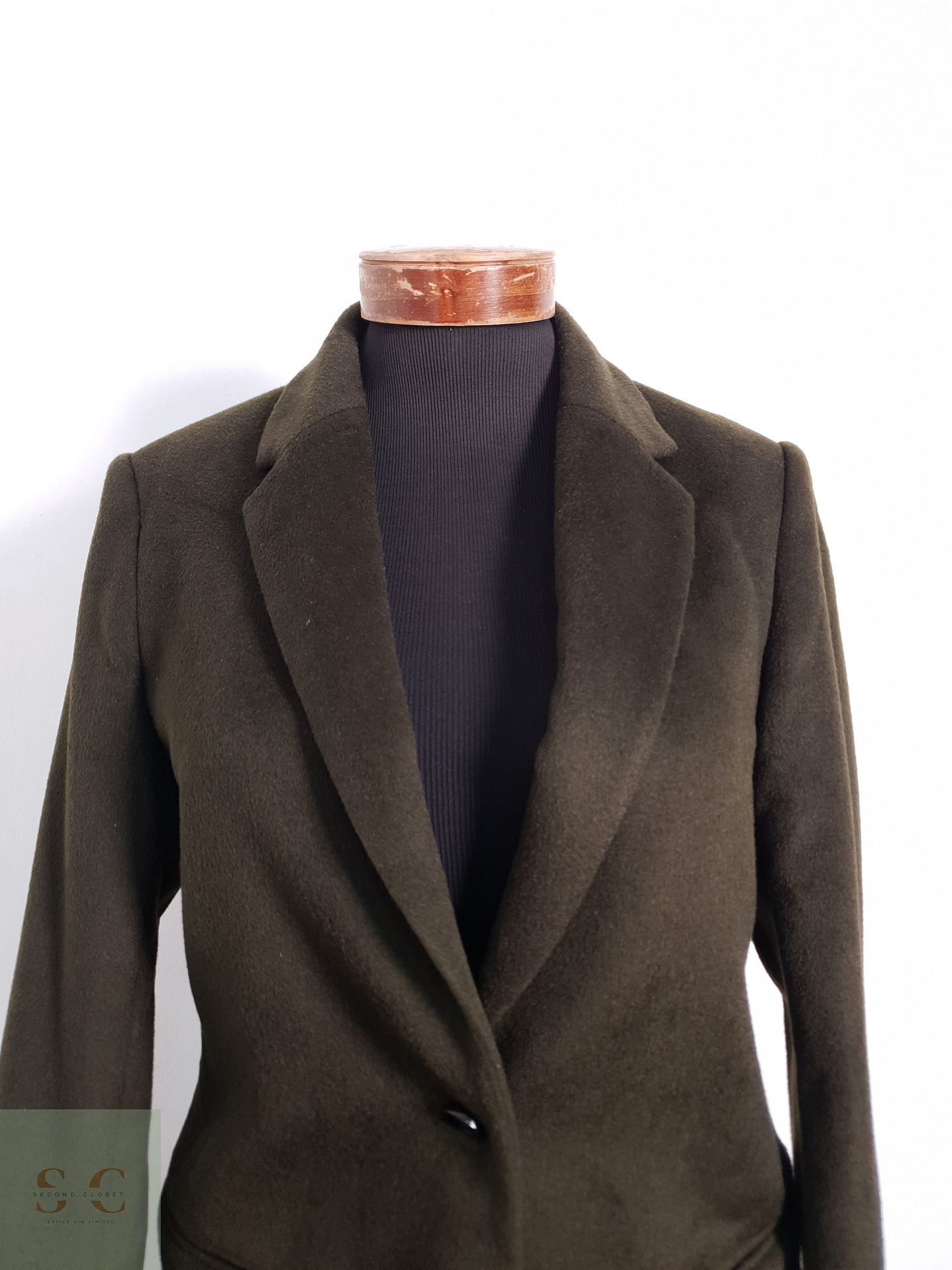 Abrigo Mujer Jigsaw 100% lana Verde Talla M 4