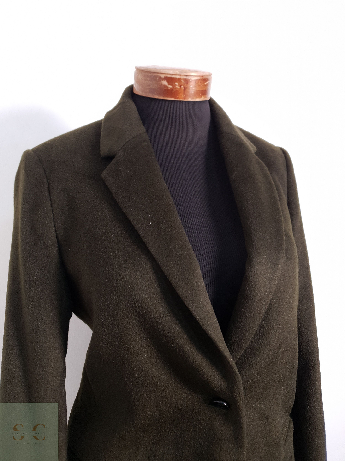 Abrigo Mujer Jigsaw 100% lana Verde Talla M 6