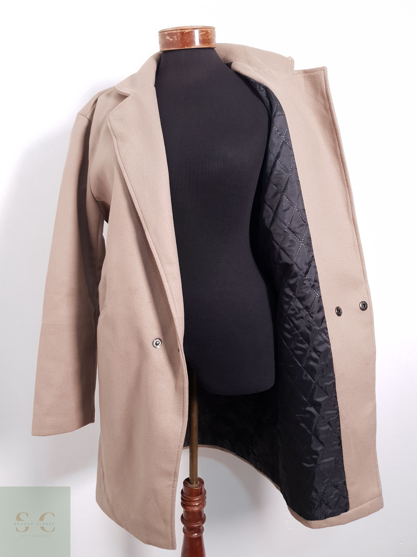 Abrigo Mujer Koreano Beige Talla XL 4