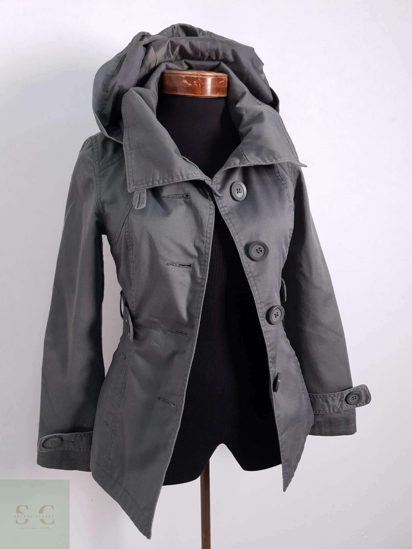 Gabardina Mujer Only Verde Talla XS 1