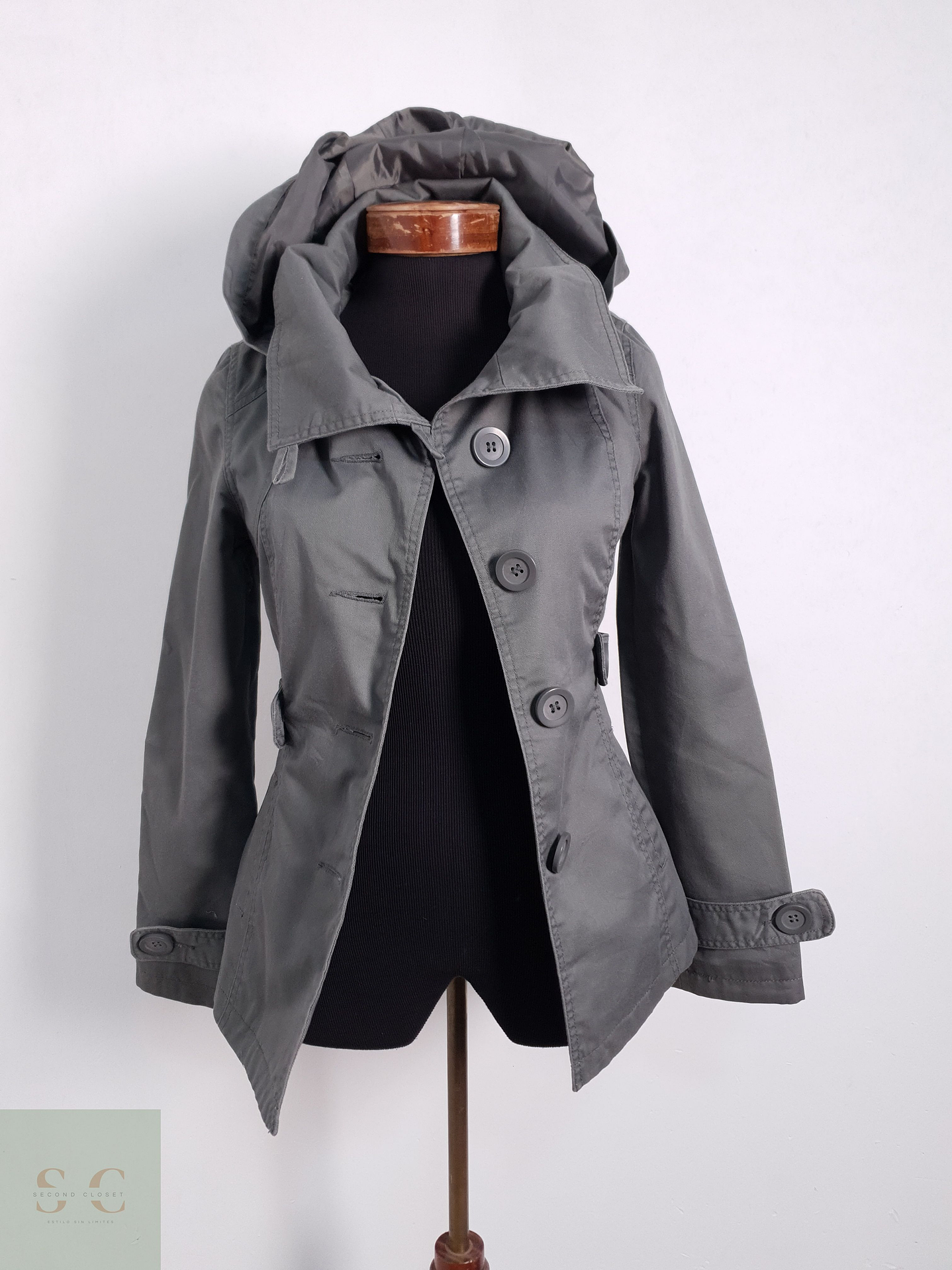 Gabardina Mujer Only Verde Talla XS 3