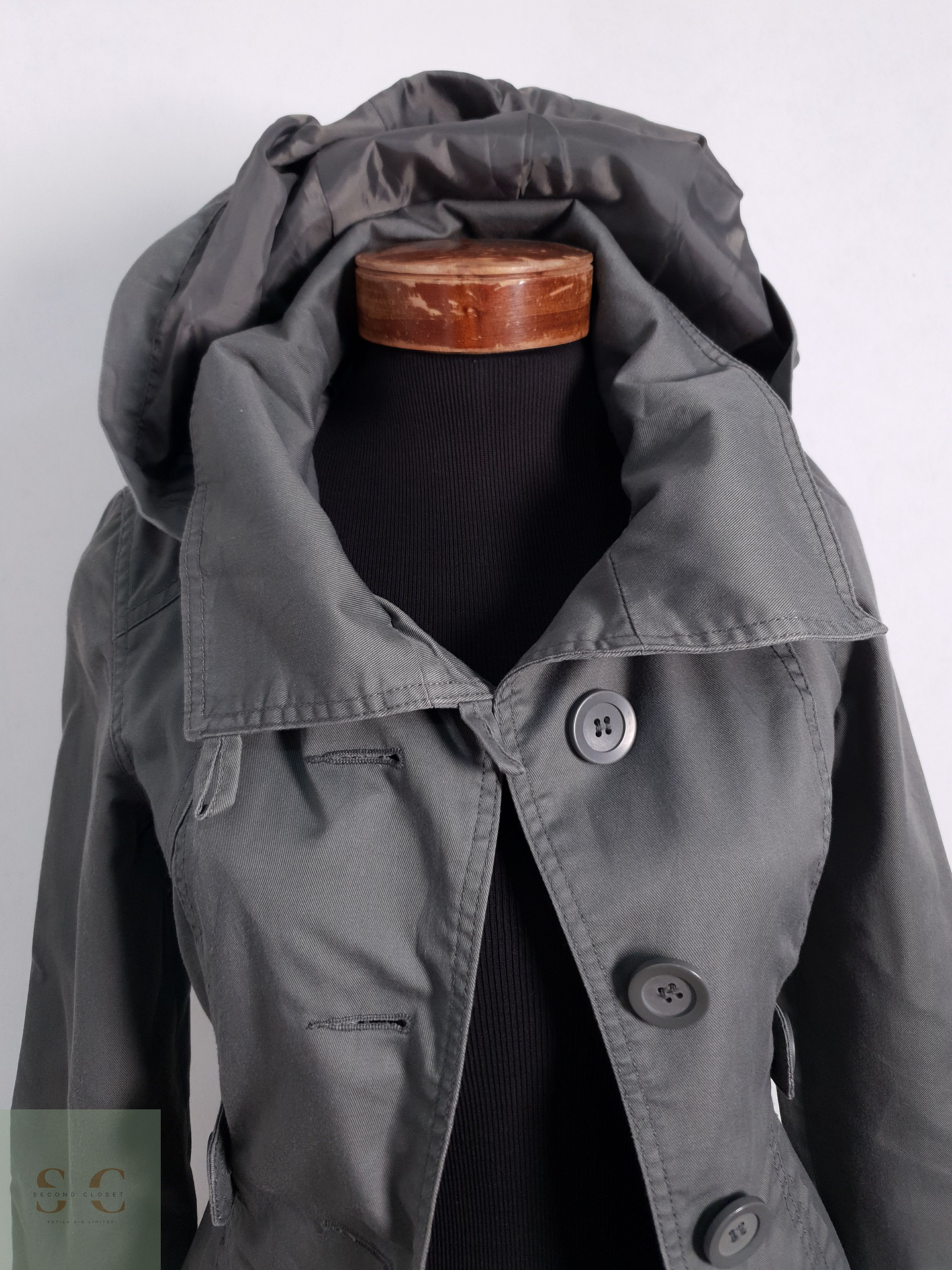 Gabardina Mujer Only Verde Talla XS 5