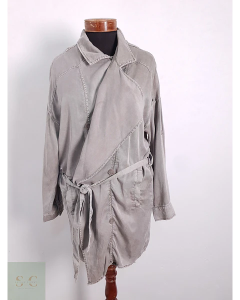 Gabardina Ligera Francesa Mujer Promod Plomo Talla S