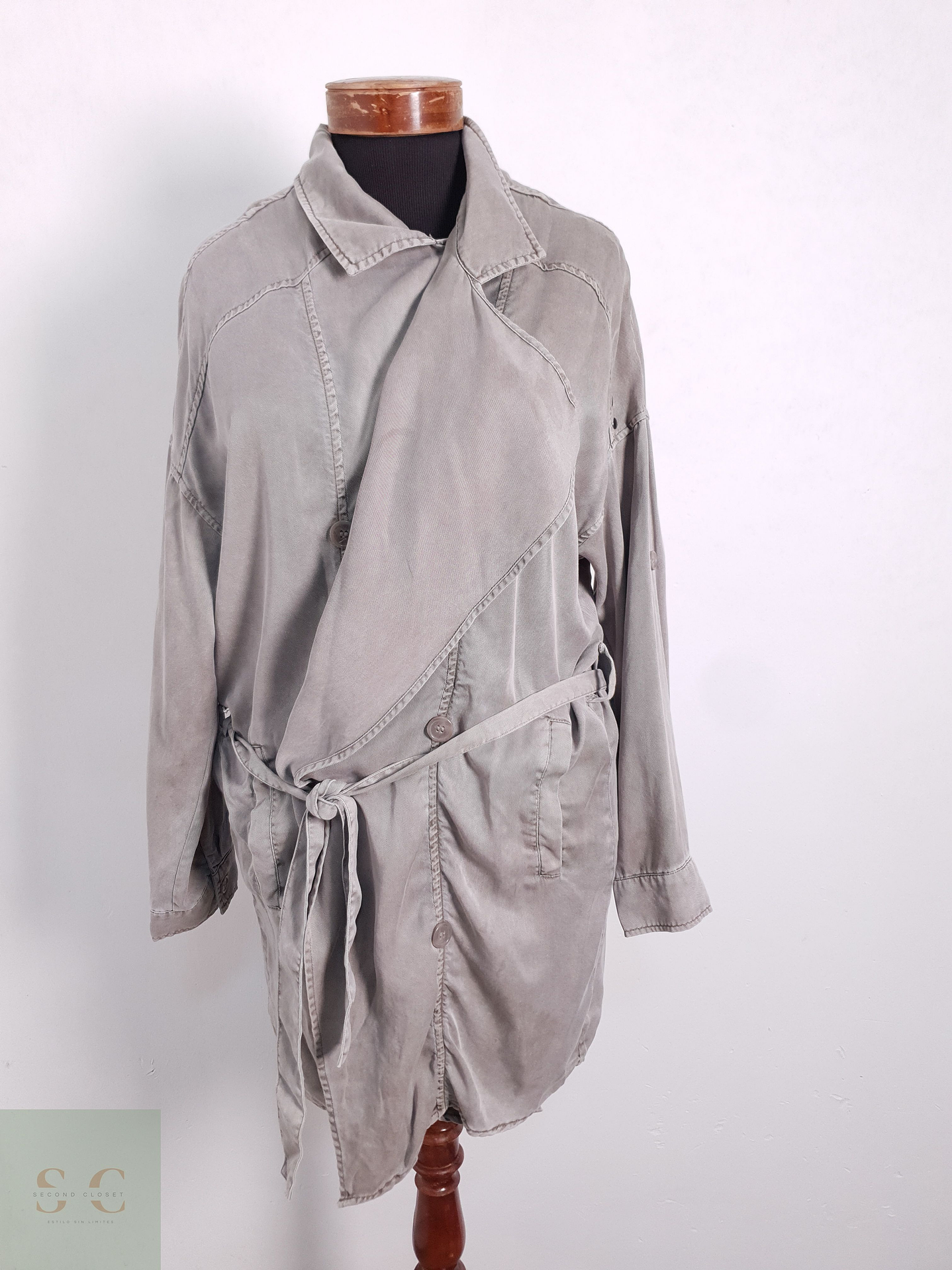 Gabardina Ligera Mujer Promod Plomo Talla S 1