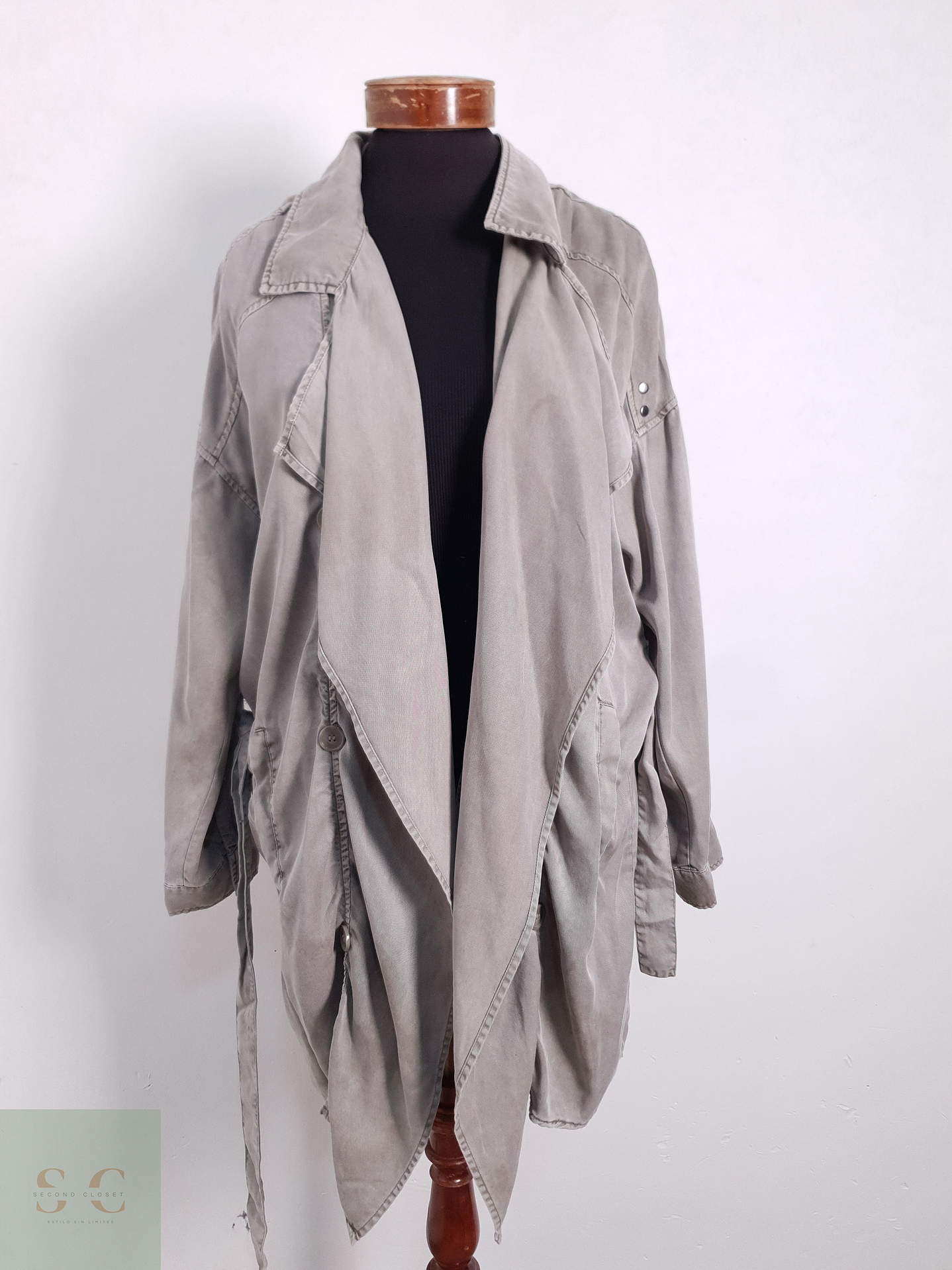 Gabardina Ligera Mujer Promod Plomo Talla S 2