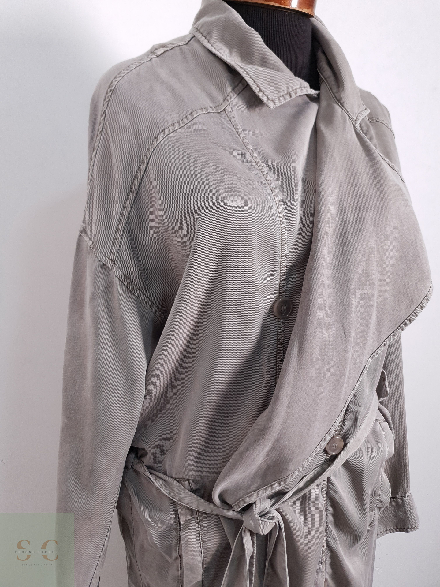 Gabardina Ligera Mujer Promod Plomo Talla S 4