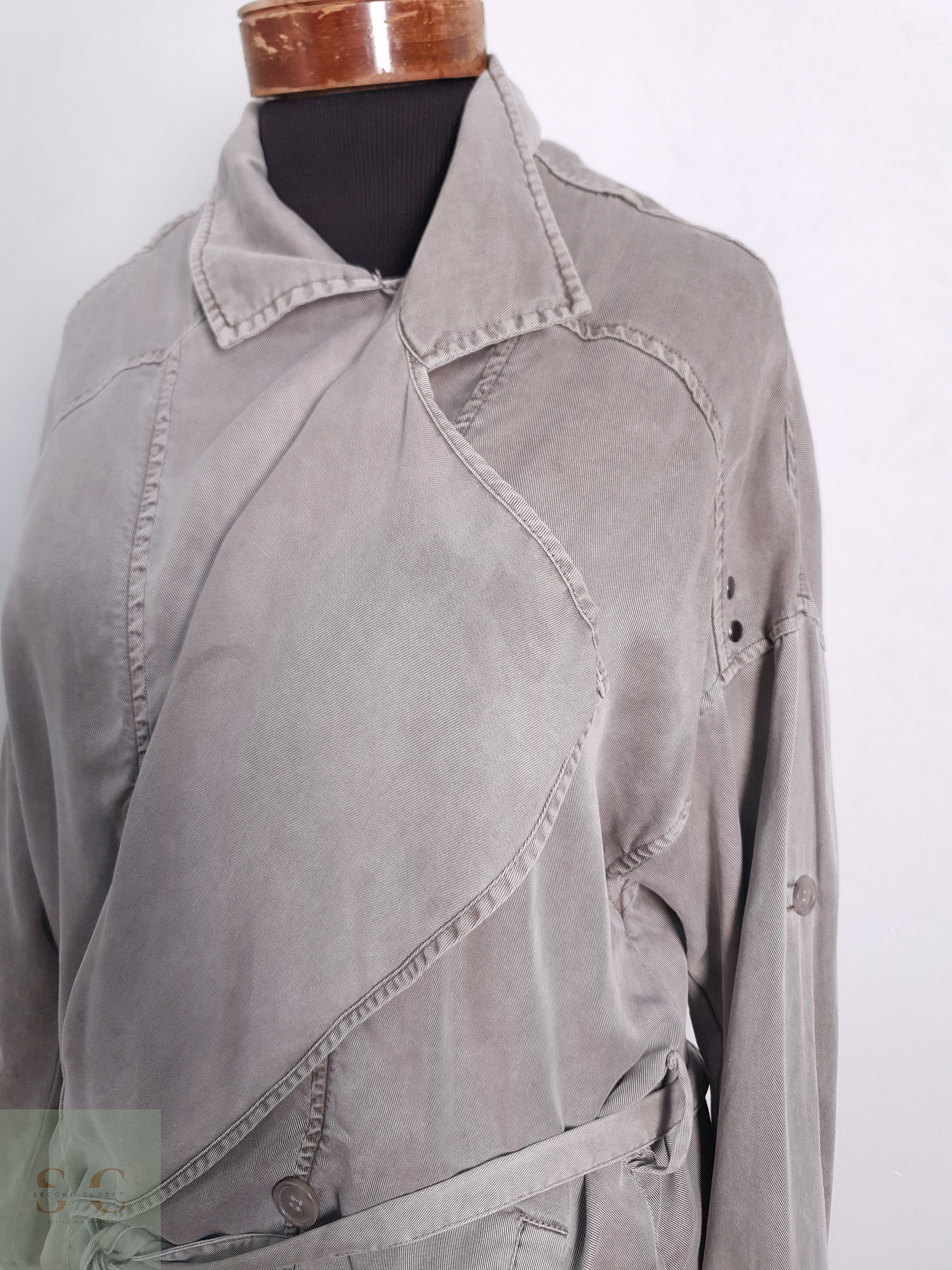 Gabardina Ligera Mujer Promod Plomo Talla S 6