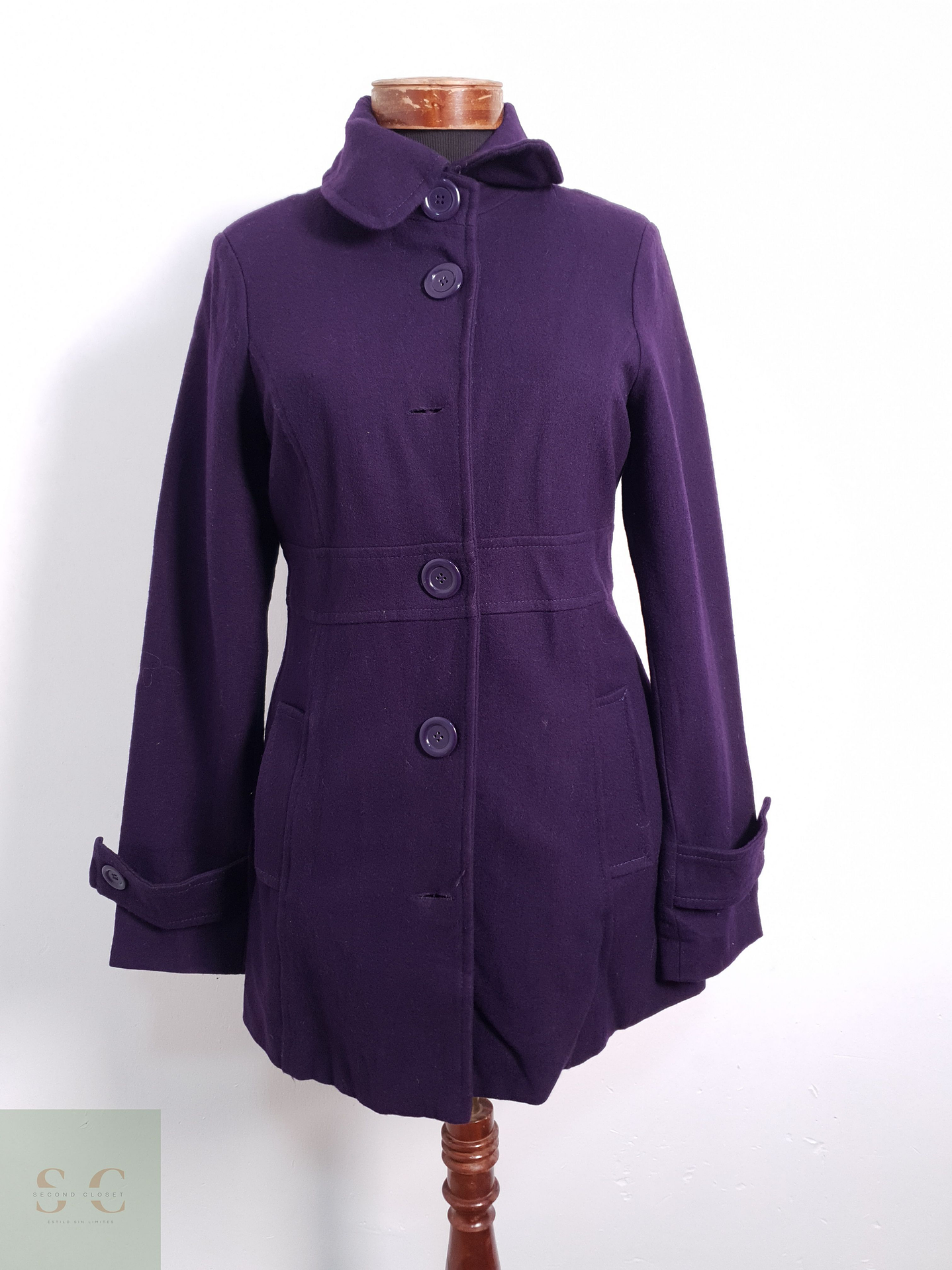Abrigo Mujer Bershka Violeta Talla S 1
