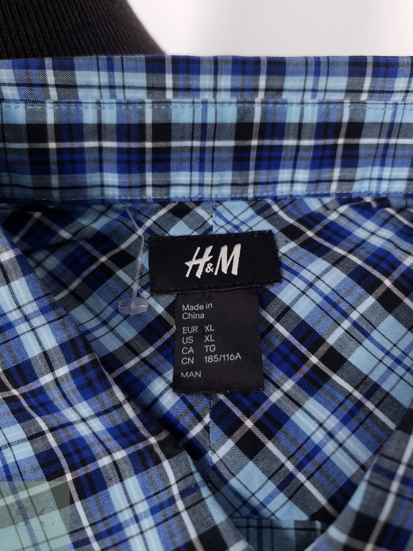 Camisa Hombre H&M Azul Cuadros Talla XL 2