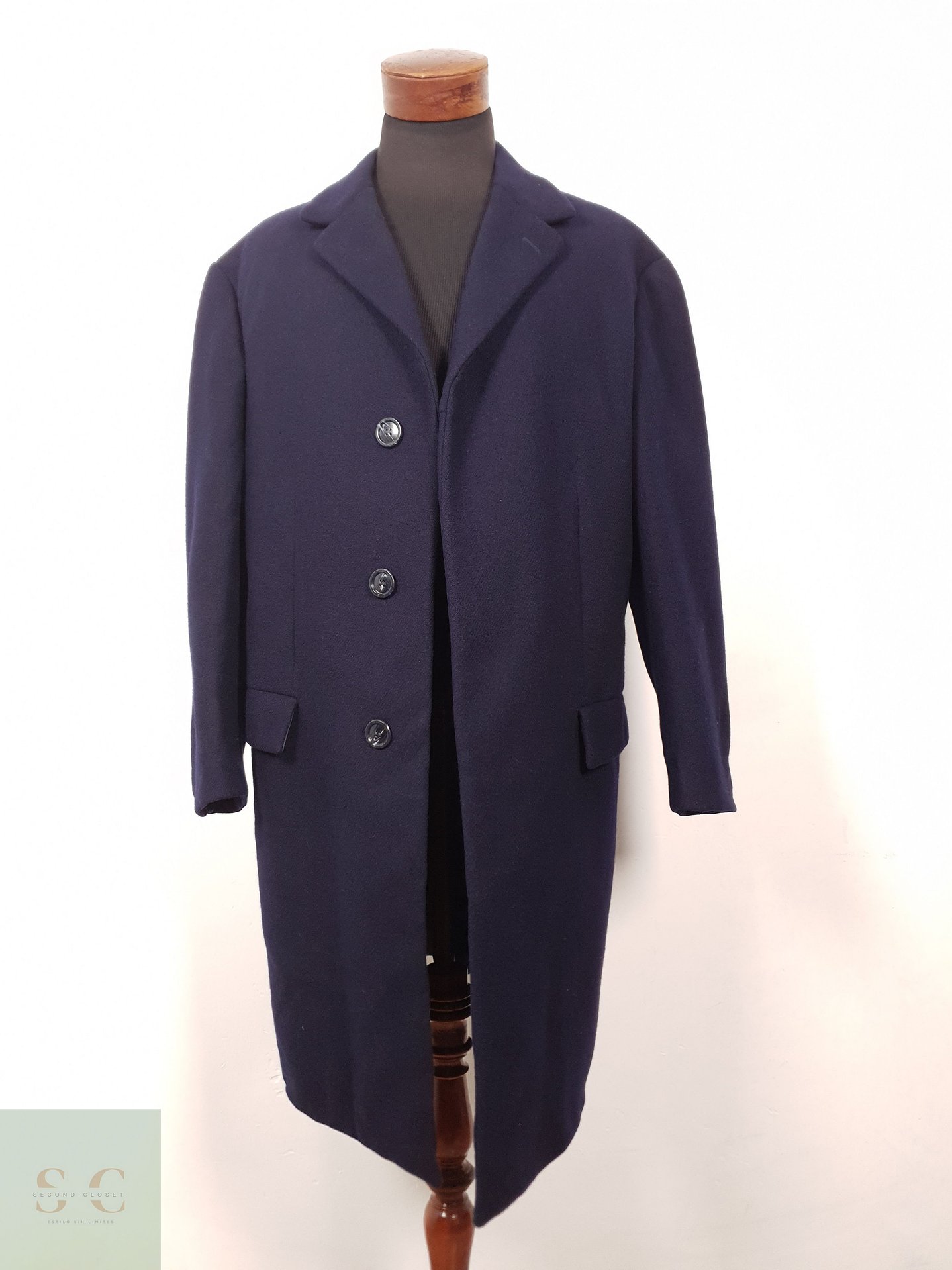 Abrigo Hombre De Luxe lana virgen Azul Talla XL 6