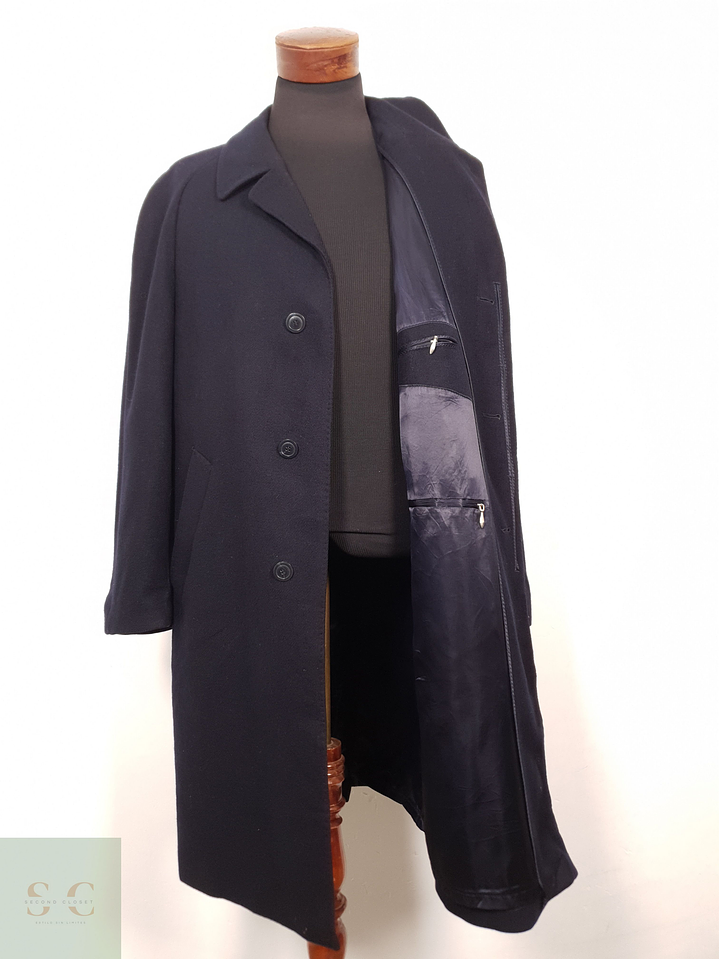 Abrigo Hombre Vintage 100 lana virgen Azul Talla L 1