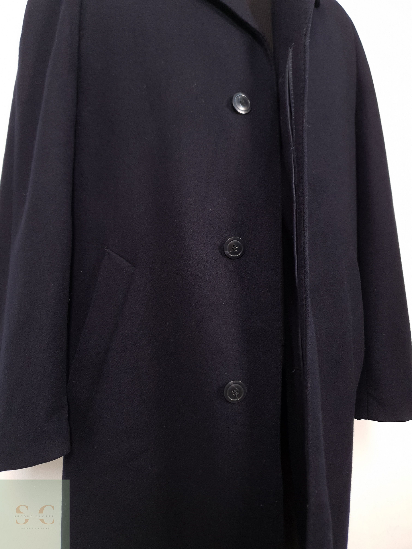 Abrigo Hombre Vintage 100 lana virgen Azul Talla L 2