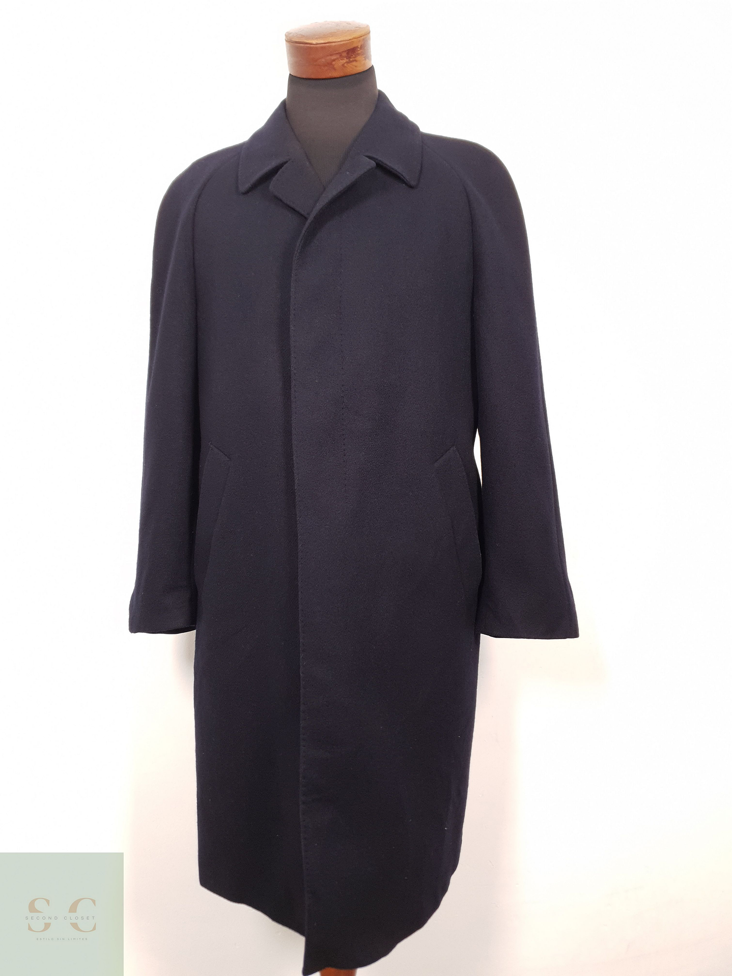 Abrigo Hombre Vintage 100 lana virgen Azul Talla L 4