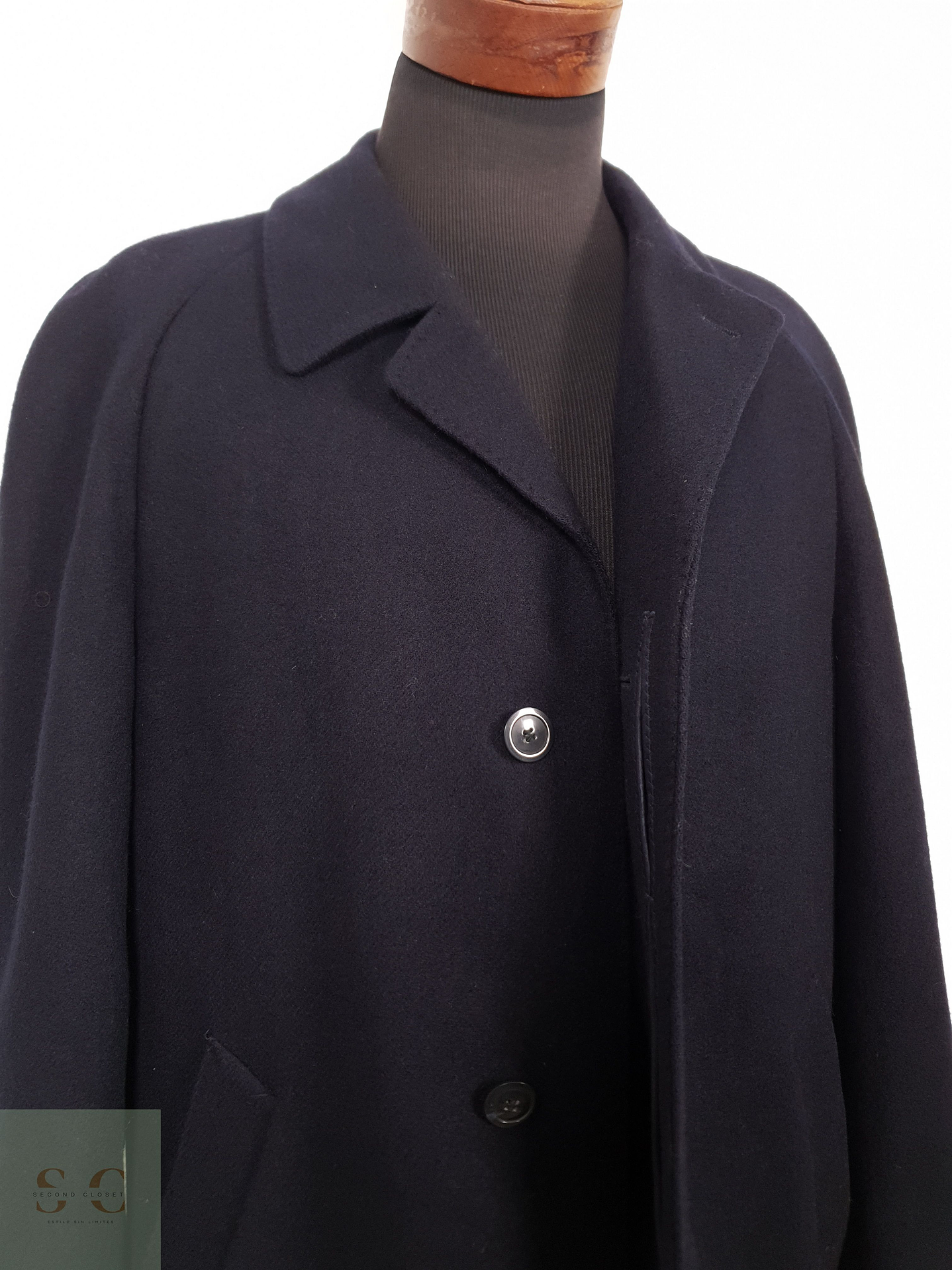 Abrigo Hombre Vintage 100 lana virgen Azul Talla L 5