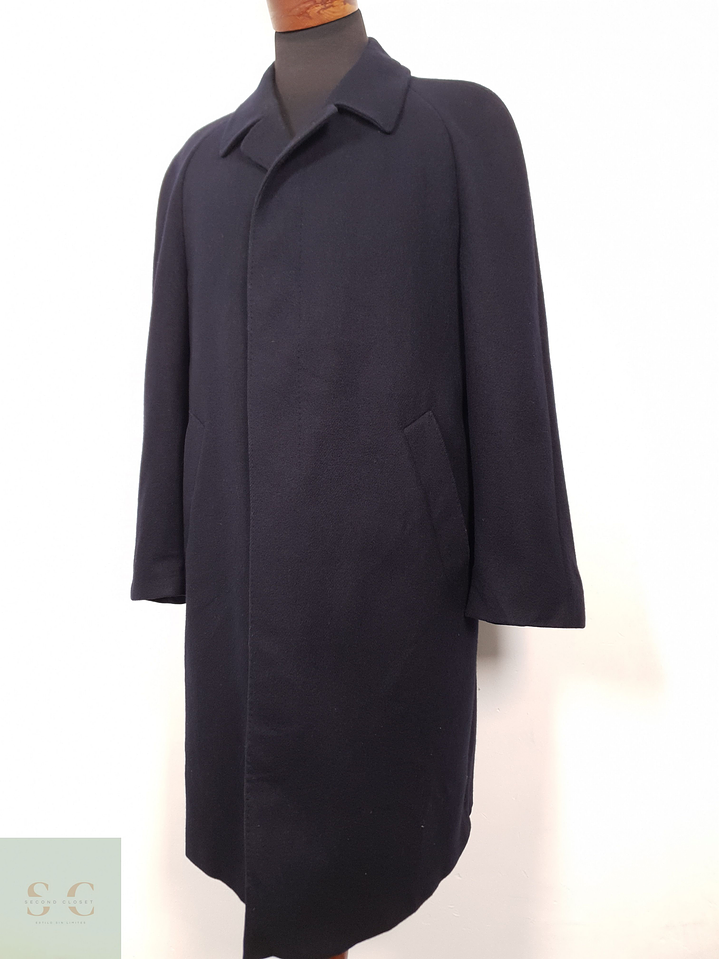 Abrigo Hombre Vintage 100 lana virgen Azul Talla L 6