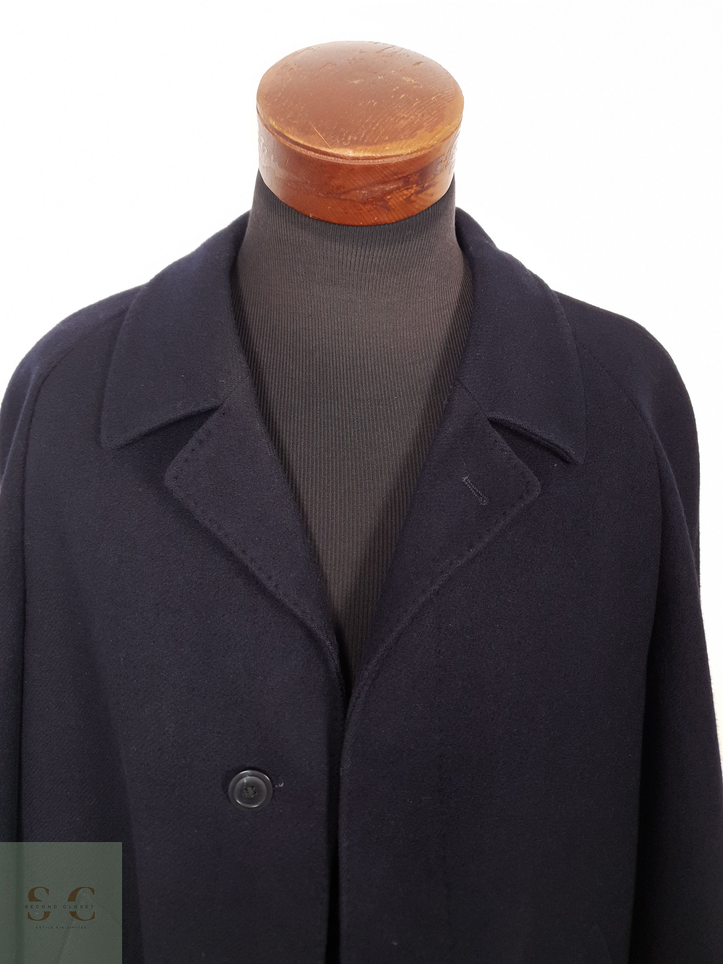 Abrigo Hombre Vintage 100 lana virgen Azul Talla L 7