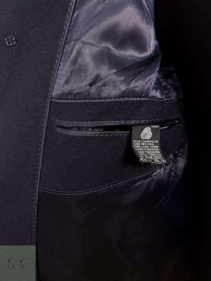 Abrigo Hombre Vintage 100 lana virgen Azul Talla L 8