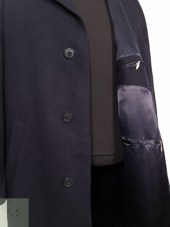 Abrigo Hombre Vintage 100 lana virgen Azul Talla L 9