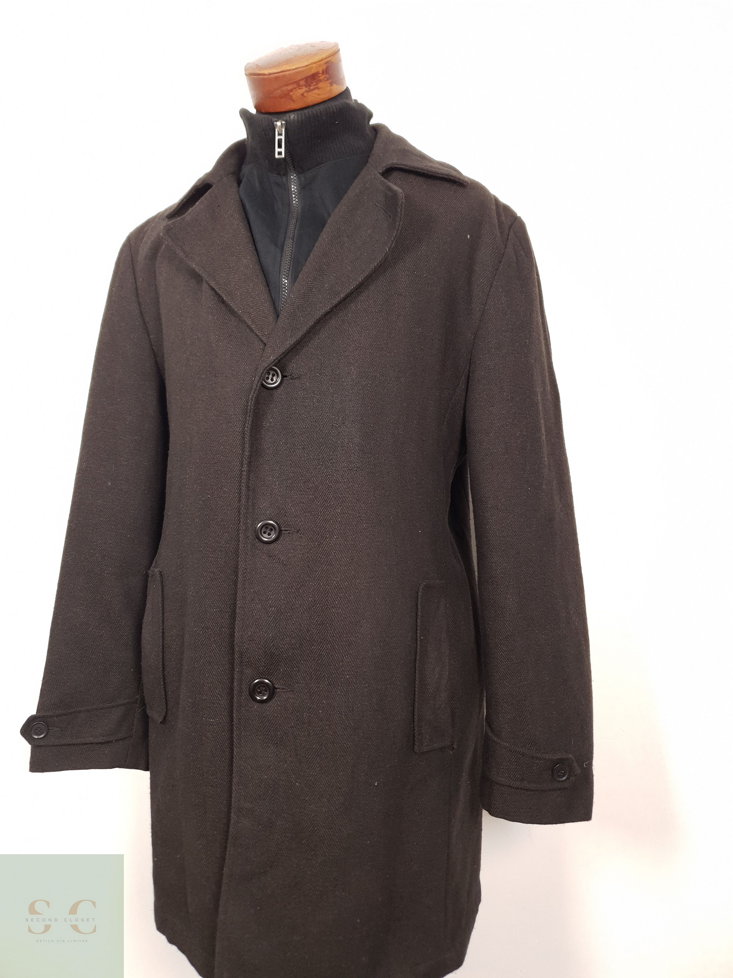 Abrigo Hombre mezcla lana Cafe Talla XL 2