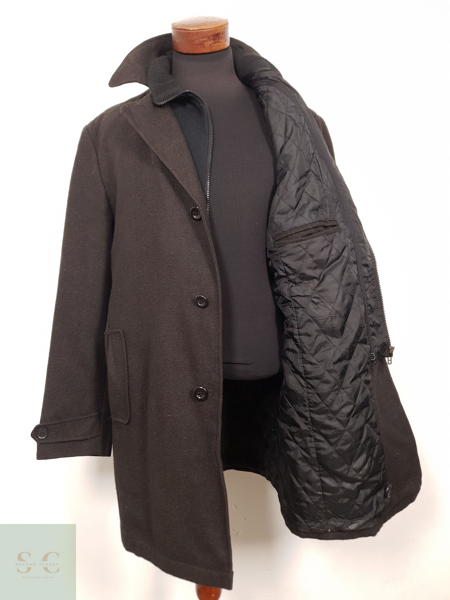 Abrigo Hombre mezcla lana Cafe Talla XL 6