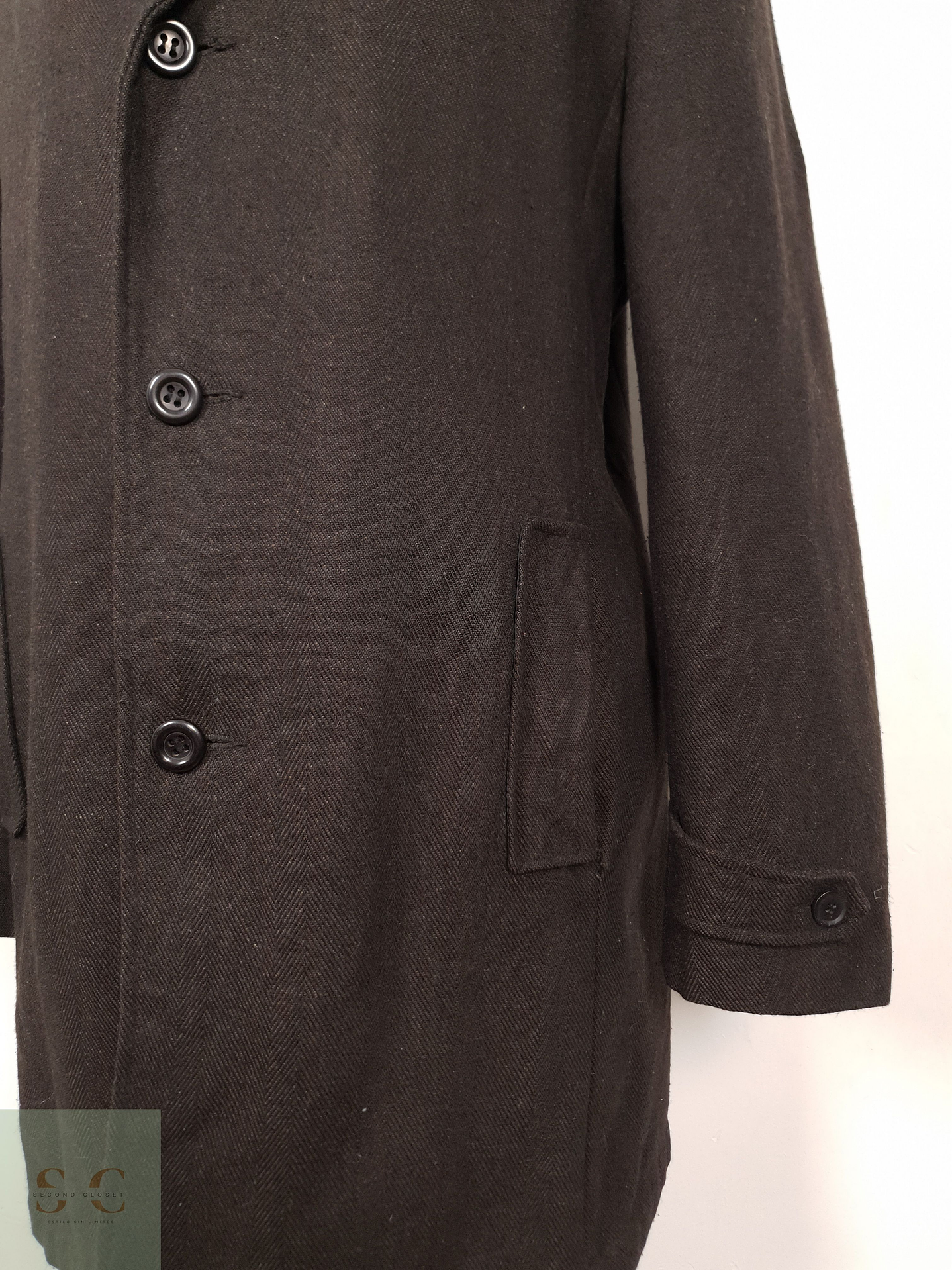 Abrigo Hombre mezcla lana Cafe Talla XL 9