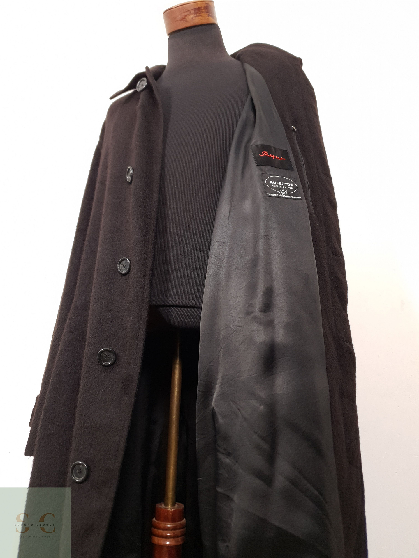 Abrigo Hombre Regent lana Marron Oscuro Talla XXXL 4